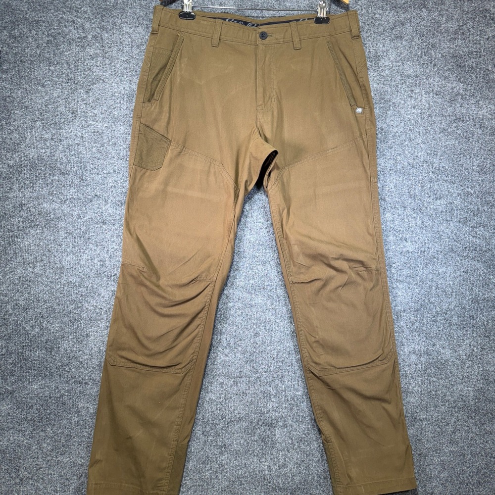 Eddie Bauer First Ascent Guide Pants Mens 38x34 Brown Articulated Utility Hiking